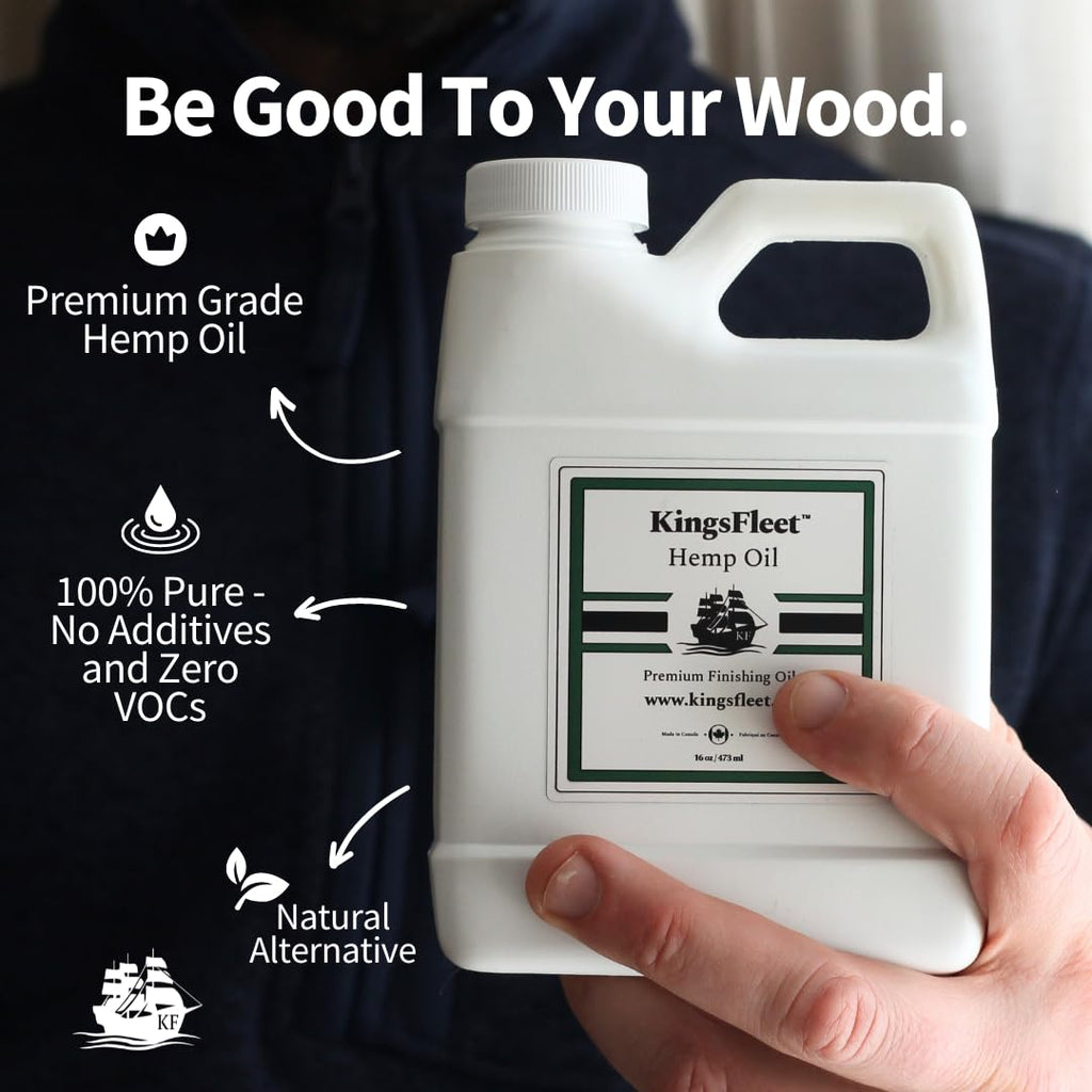 KingsFleet - Hemp Oil | 16oz | Canadian Made | Organic Finishing Oil for Wood | All Natural Alternative! | Restore, Protect, and Maintain!