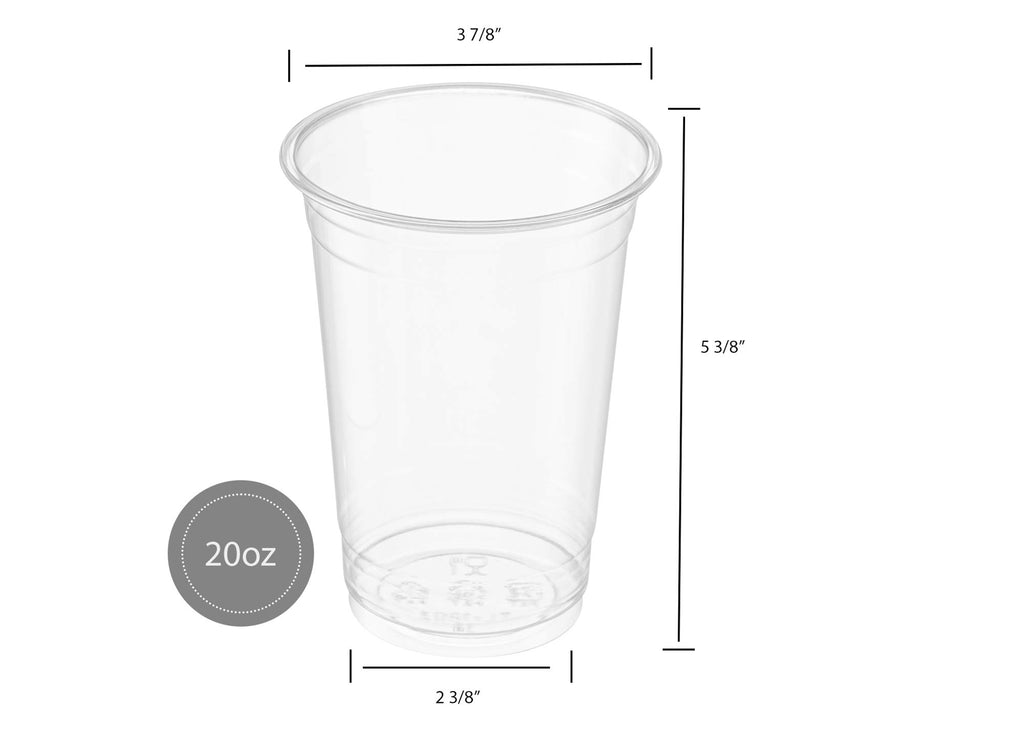 Crystal Clear PET Cups for Iced Coffee,Milkshake, Cold Drinks, Slush, Smoothy's, Slurpee, Ice cream, Dessert, Party's, Plastic Disposable Cups (100, 20 oz)