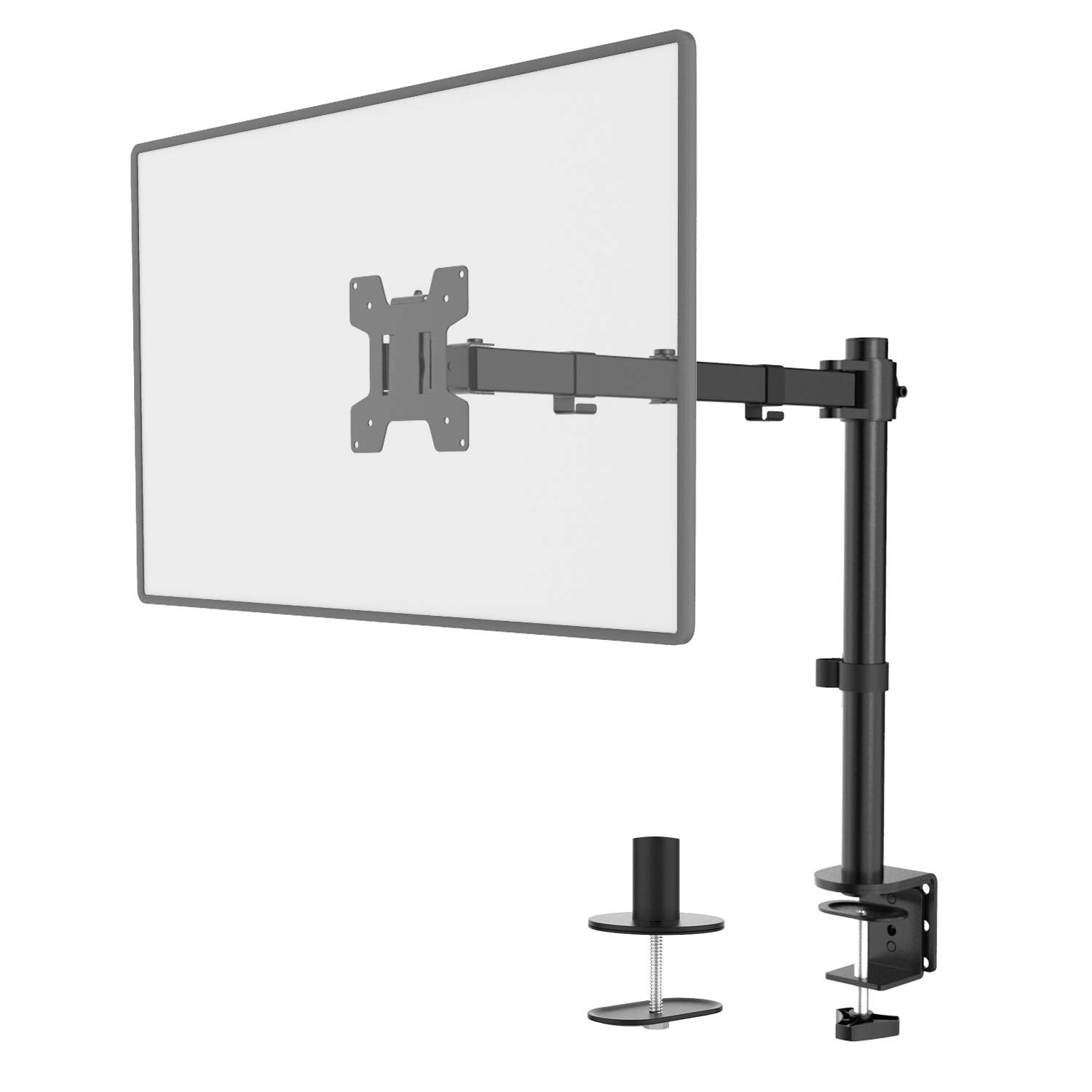 WALI Single Monitor Mount, Single Monitor Arm Desk Mount, Desk Monitors Stand, Holds Screen Up to 32inch, 10kg/22lbs, Adjustable Mount with C-CLAMP Designed for Home Office Application(M001), Black