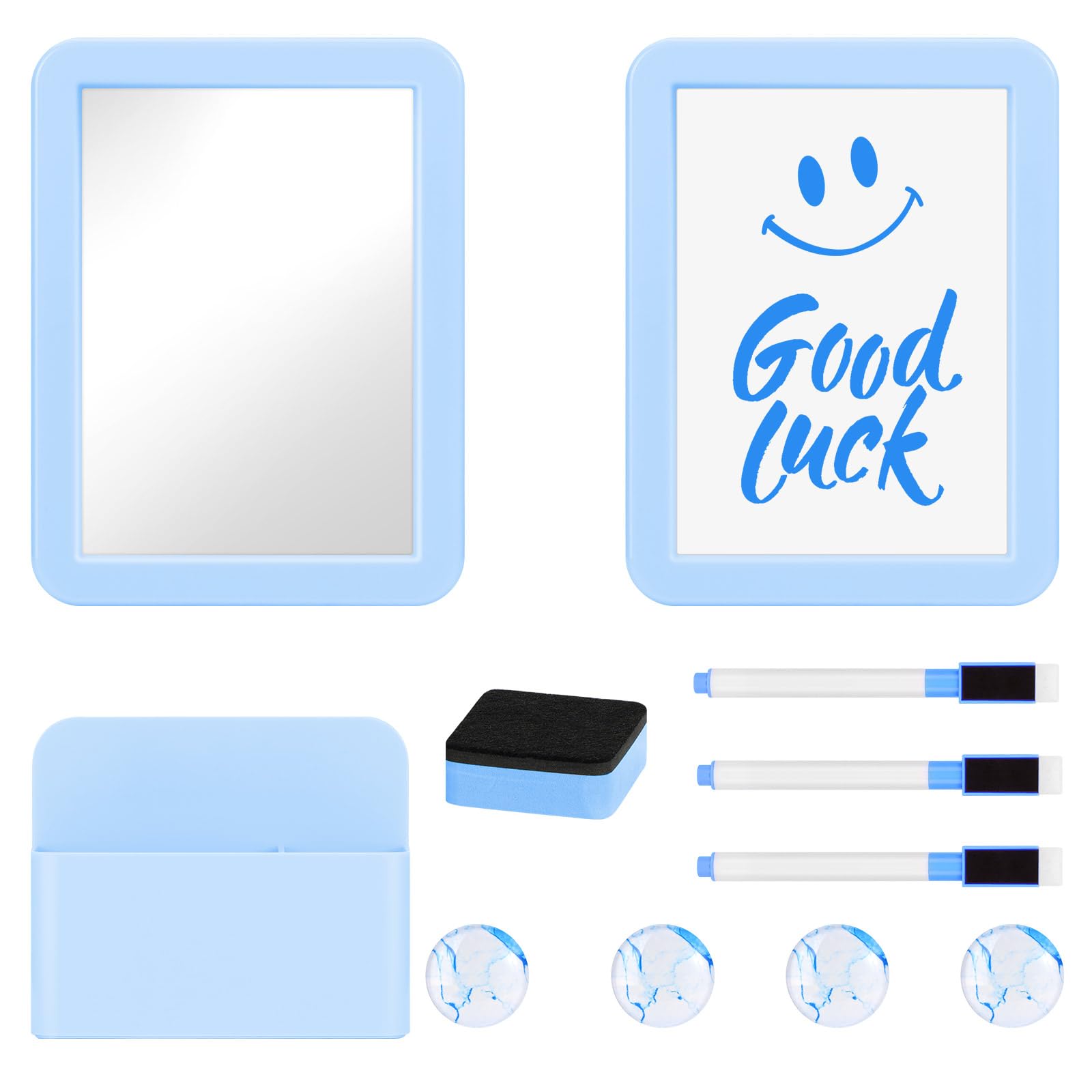 MoKo Locker Accessories Set, 11PCS Back to School Supplies Includes Magnetic Mirror, Whiteboard, Markers, Pen Holder and Magnets, Locker Organizer for School Office (Pink)