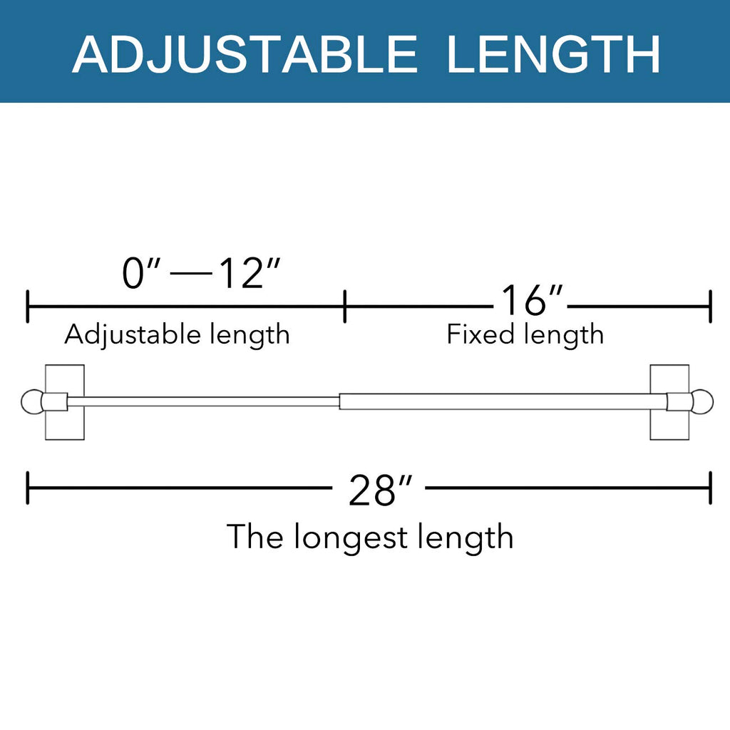 H.VERSAILTEX Widely-Used Adjustable Appliance Magnetic Curtain Rods Suitable for Any Metal Doors and Windows, 16 to 28 Inch, White, 1/2 Inch Diameter, 2 Packs