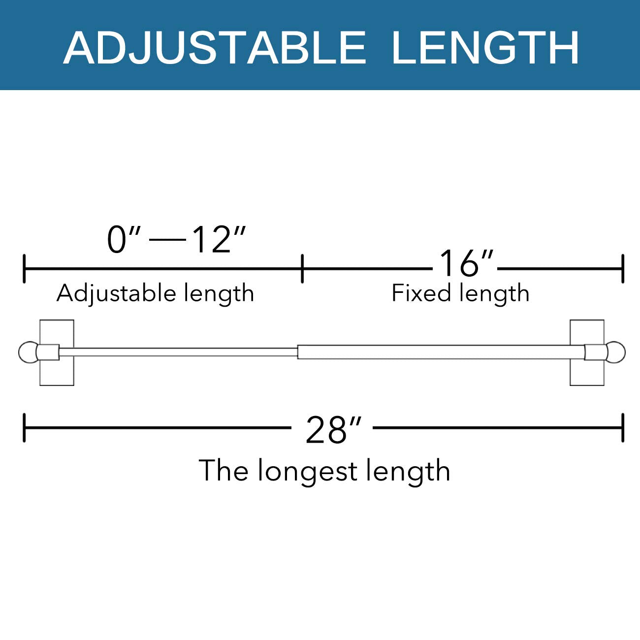 H.VERSAILTEX Widely-Used Adjustable Appliance Magnetic Curtain Rods Suitable for Any Metal Doors and Windows, 16 to 28 Inch, White, 1/2 Inch Diameter, 2 Packs