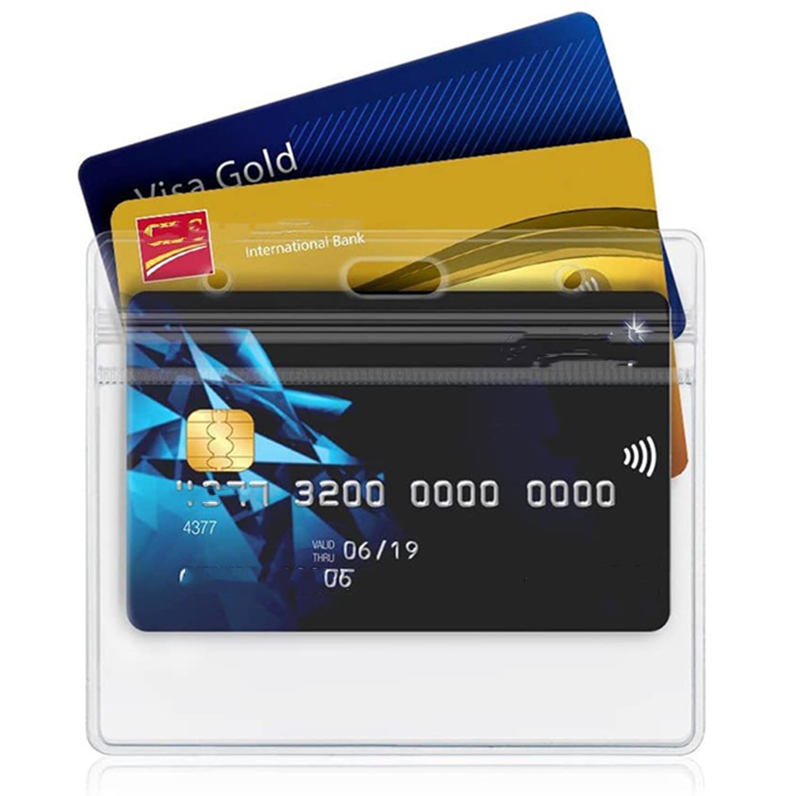 Lyellfe 100 Pieces Name Tag Holders with Clips, Clear ID Card Holder, Horizontal Badge Holder, Resealable Waterproof Card Holder for Badge Swipe Card, Credit Card, Drive License, 3.7 x 2.5
