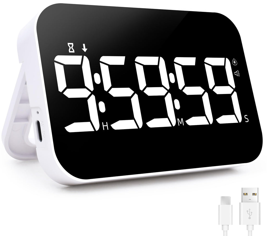 Kitchen Timer, Large Digital Magnetic Timer, Rechargeabilit, Countdown and Countup, 3 Brightness Display, 3 Volume Levels and Vibration Mode, for Cook, Kids Adults Study Teaching