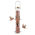 MIXXIDEA Metal Bird Feeder with 6 Feeding Ports, Bird Feeders for Outdoor Hanging, 16 inch Tube Bird Feeder with Steel Hanger & Hard Plastic, Attracting for Wild Birds (Bronze)