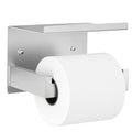 Auxmir Toilet Paper Holder with Shelf, SUS304 Stainless Steel Toilet Paper Roll Holder, Self Adhesive or Screw in Wall Mounted Toilet Tissue Holder for Bathroom Kitchen Washroom RV, Brushed Nickel