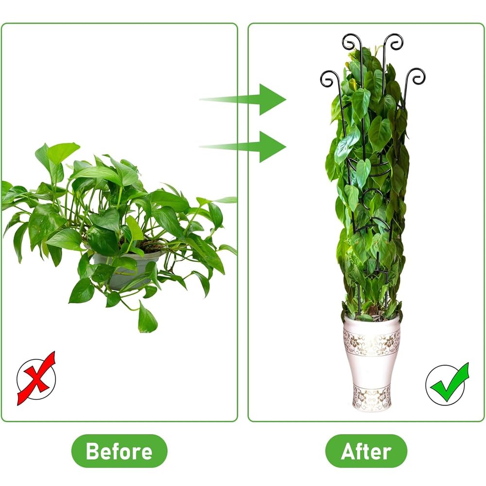 2 Pack 32.6 Inch Plant Trellis for Climbing Plants Indoor, Expandable Large Metal Potted Plants, Heavy-Duty Tall Climber Support Ivy, Outdoor Houseplants Flowers