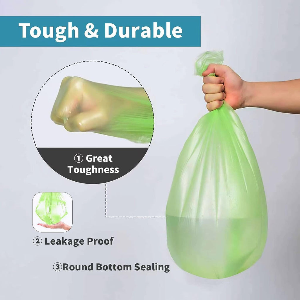 Biodegradable Trash Bags - 13 Gallon Durable Garbage Bag [100 Count], Perfect for Tall Trash Cans Green Thicken Recycling Bin Bags for Kitchen, Bathroom, Camping, Office, Car
