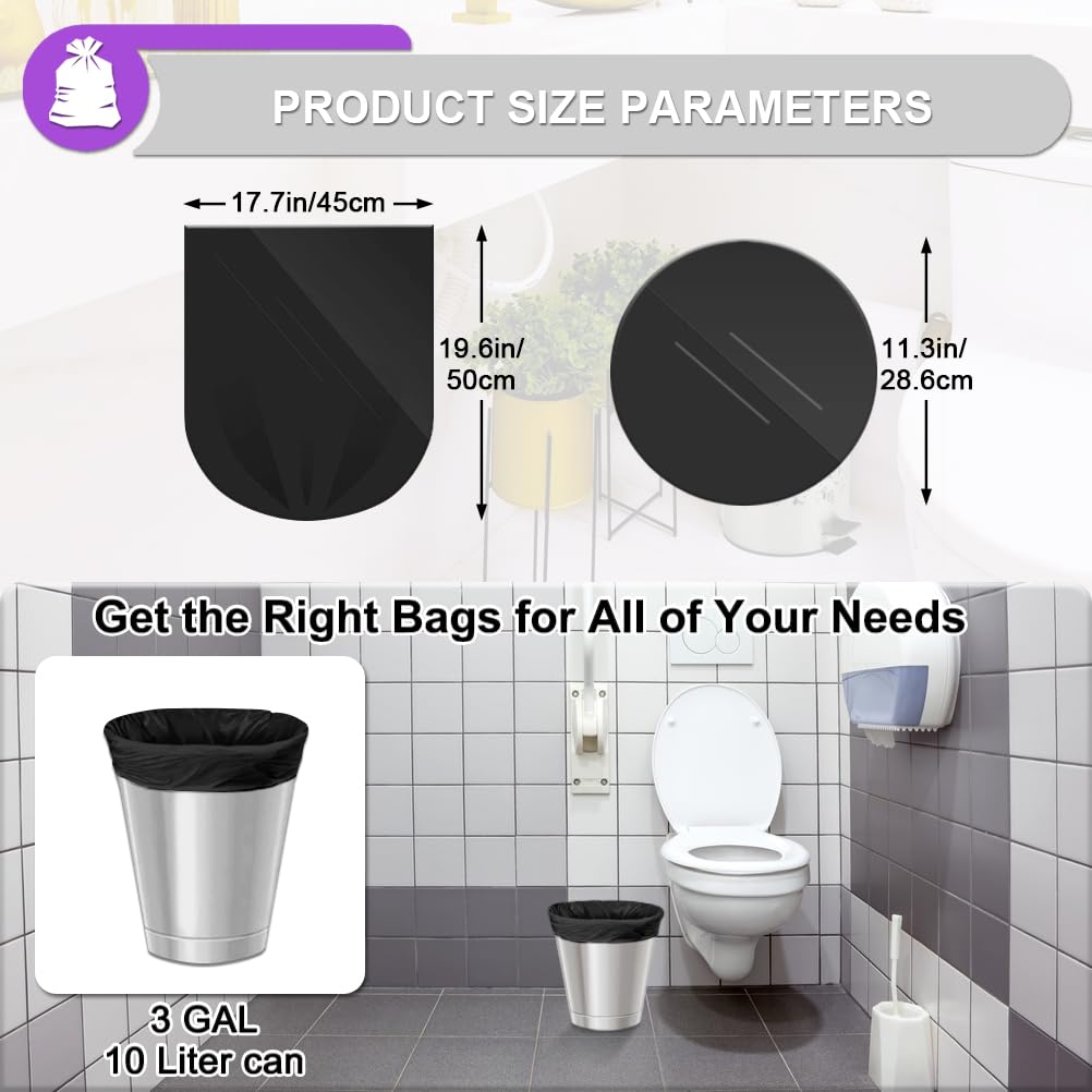 160 Counts Small Garbage Bags 3 Gallon Bathroom Garbage Bags Strong Thicken Strong Compost Bags Anti-Drip Unscented Kitchen Trash Bag for Bedroom,Toilet, Living Room, Office, Fit 10-15l Bin, Black