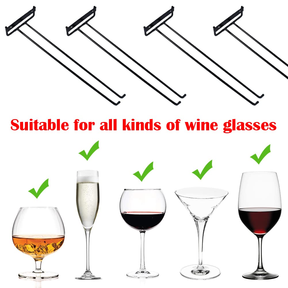 Wine Glass Holder Stemware Rack Wall Mountable Heavy Duty Thick Wrought Iron Black 12 Inch (5)