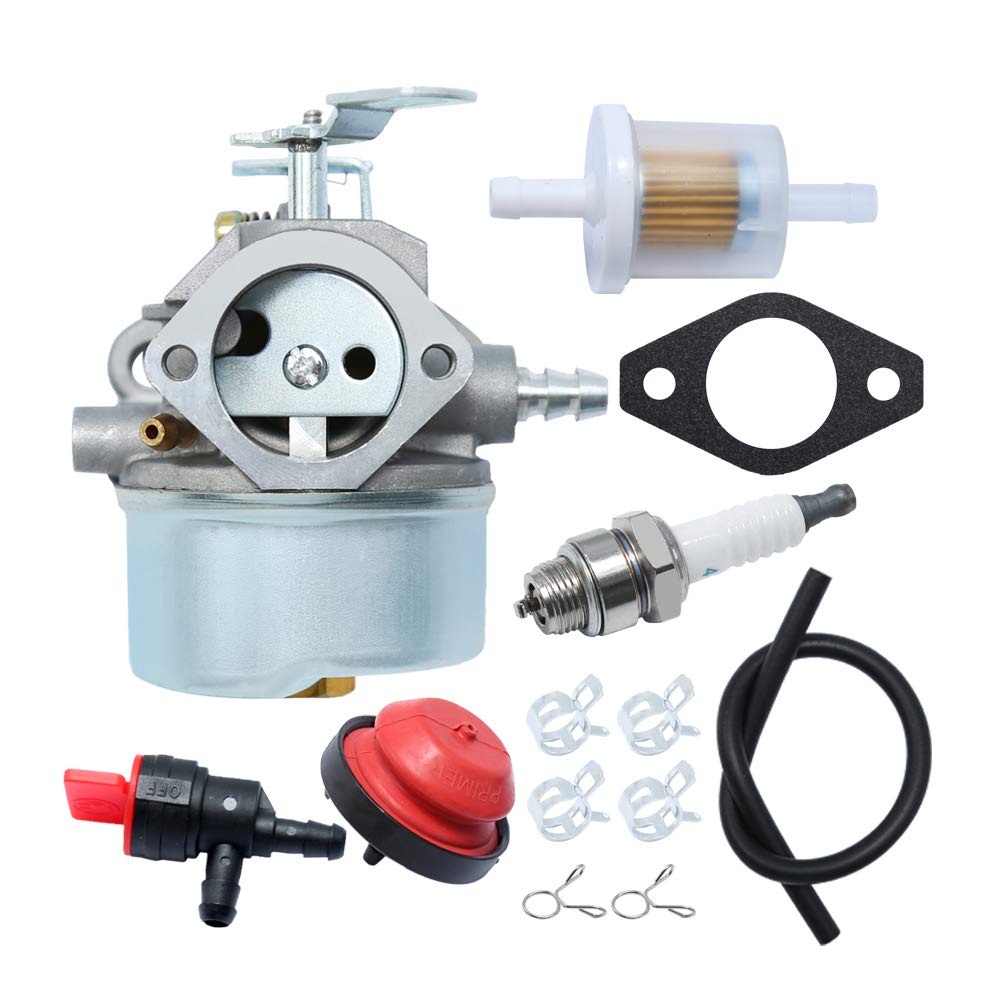 Anxingo Carburetor for Tecumseh HMSK80 HMSK85 HMSK90 HMSK100 HMSK105 HMSK110 LH318SA LH358SA Snow Blower Thrower 640052 640054 640349 8HP 9HP 10HP Engine with Primer Bulb Fuel Filter
