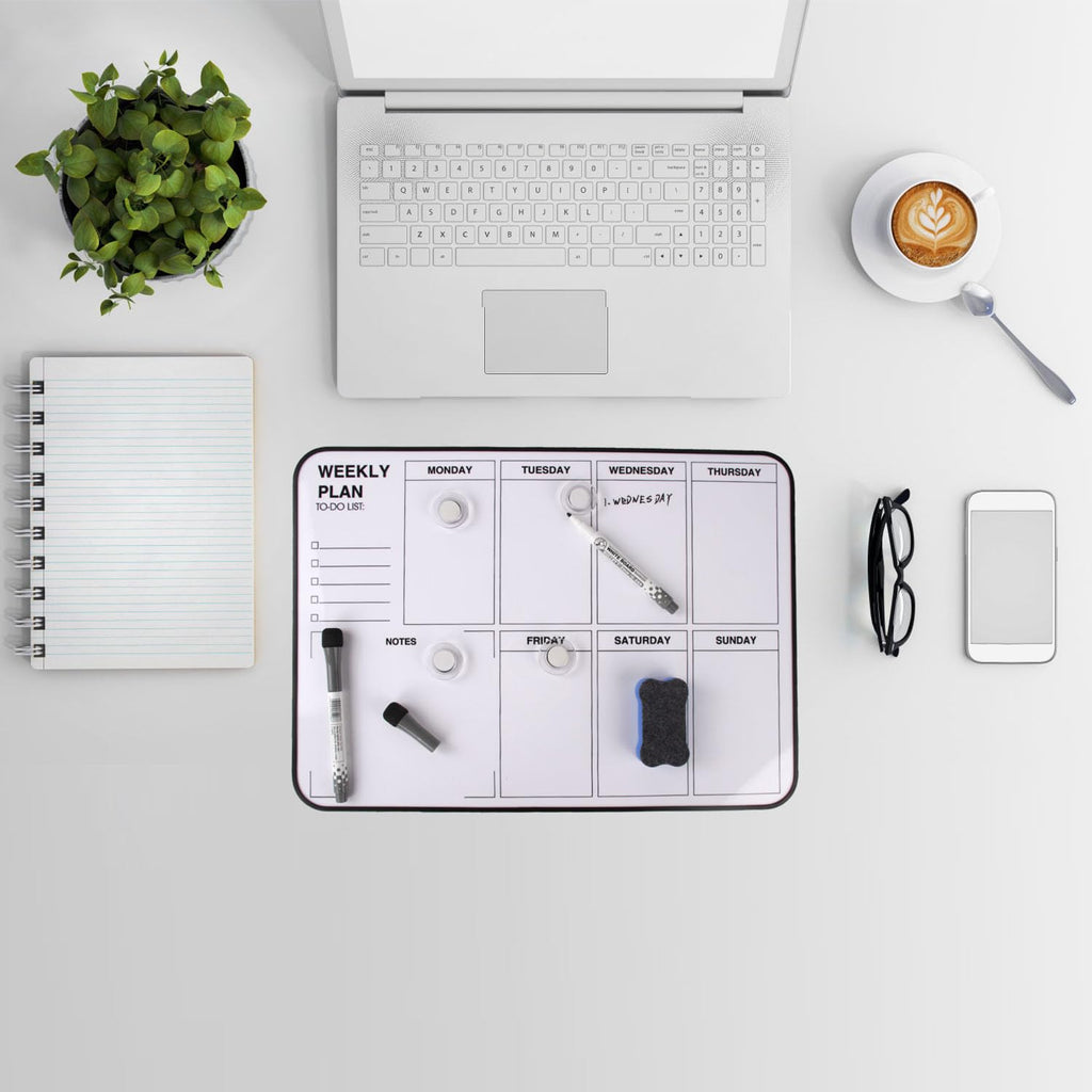Double Sided Weekly Dry Erase Board with Stand - 16"x12" Double-Sided Magnetic Whiteboard Dry Erase Calendar with Stand for and Desktop, Portable Calendar Whiteboard for Drawing, Writing, Planning