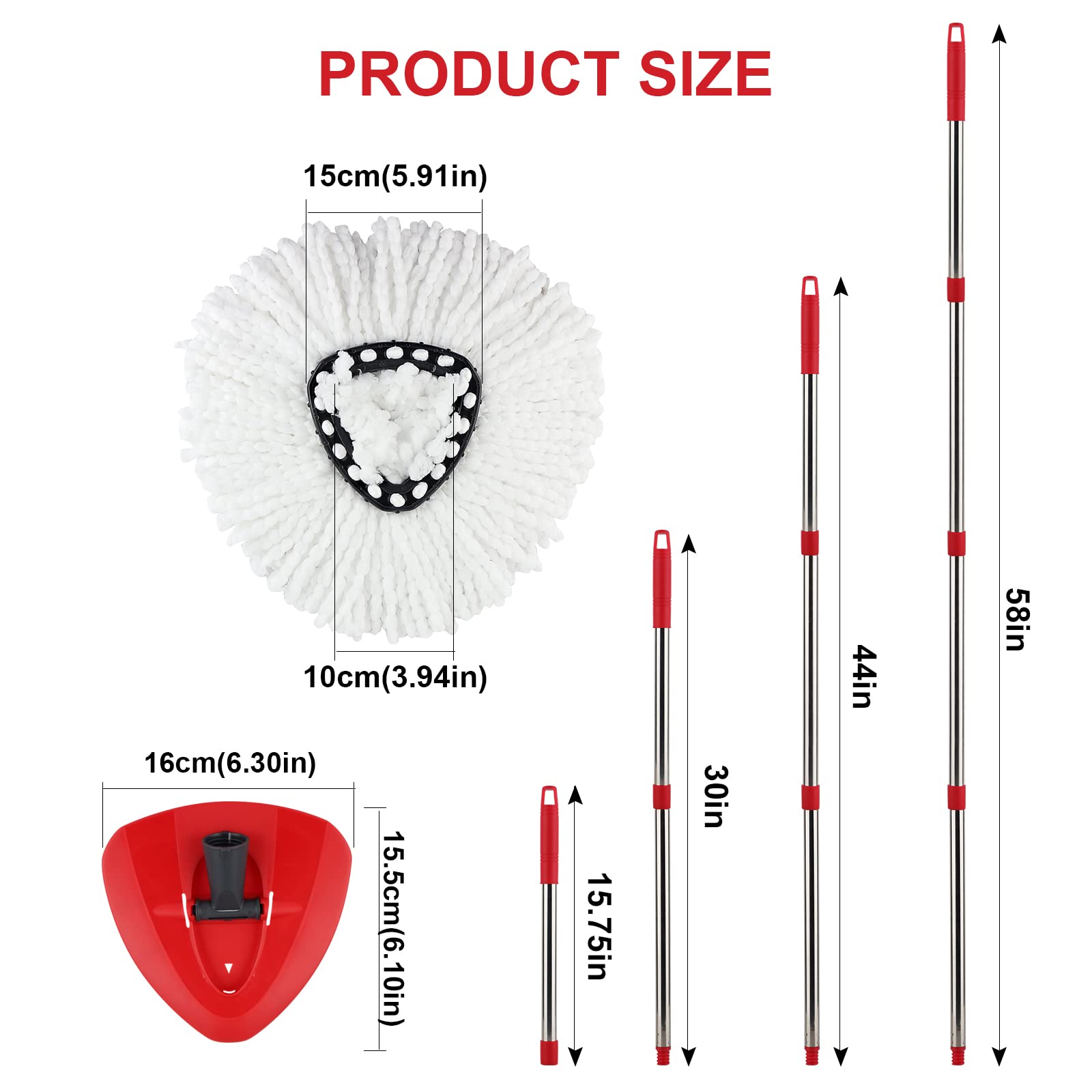 Easywring Spin Mop Refills for Vileda: Replacement Mop Head Fit for Vileda Triangle Wringing Bucket System - Washable & Reusable Rotating Microfiber Pads fit All Floor