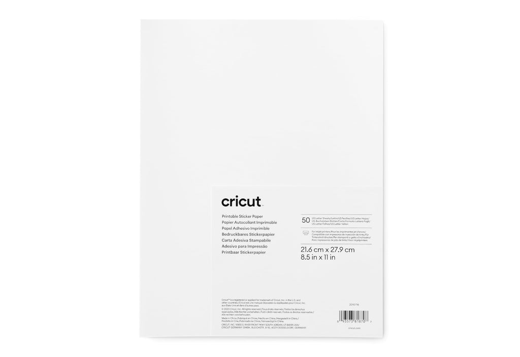 Cricut Printable Sticker Paper - 50 count, US Letter Size (8.5in x 11in)