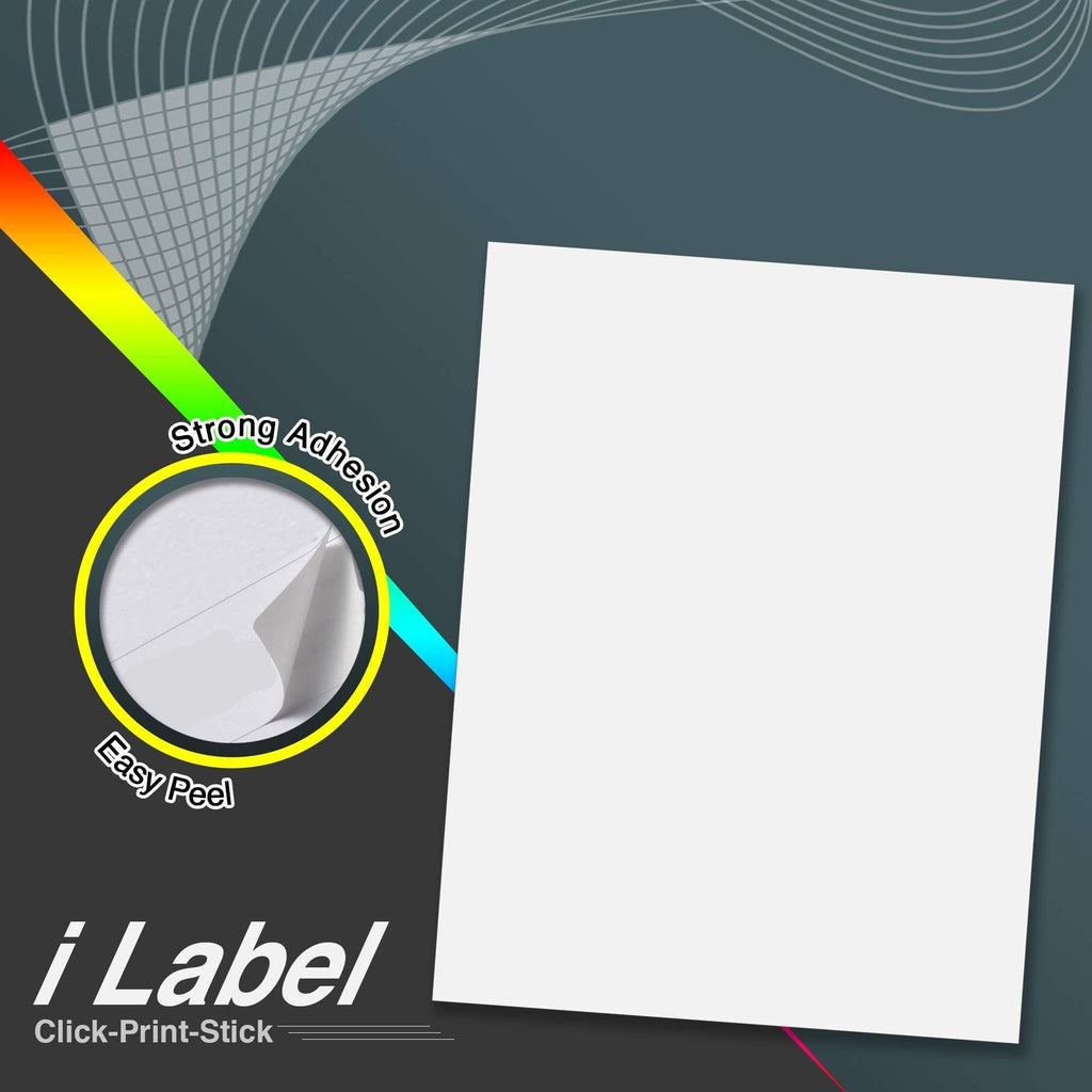 8.5" x 11" Full Sheet Sticker Paper for Laser & Inkjet Printers[100 Sheets,100 Labels]