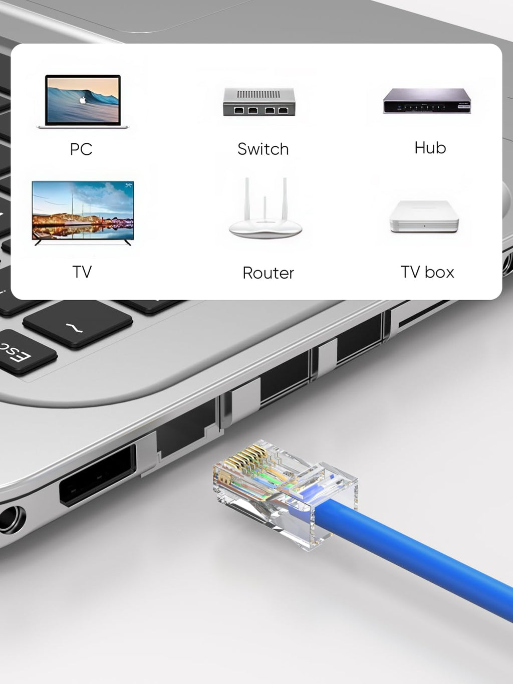 Cat6 RJ45 Ends, CableCreation 100-Pack Cat 6 Connector, CAT6 / CAT5e RJ45 Connector, Ethernet Cable Crimp Connectors UTP Network Plug for Solid Wire and Standard Cable, Transparent