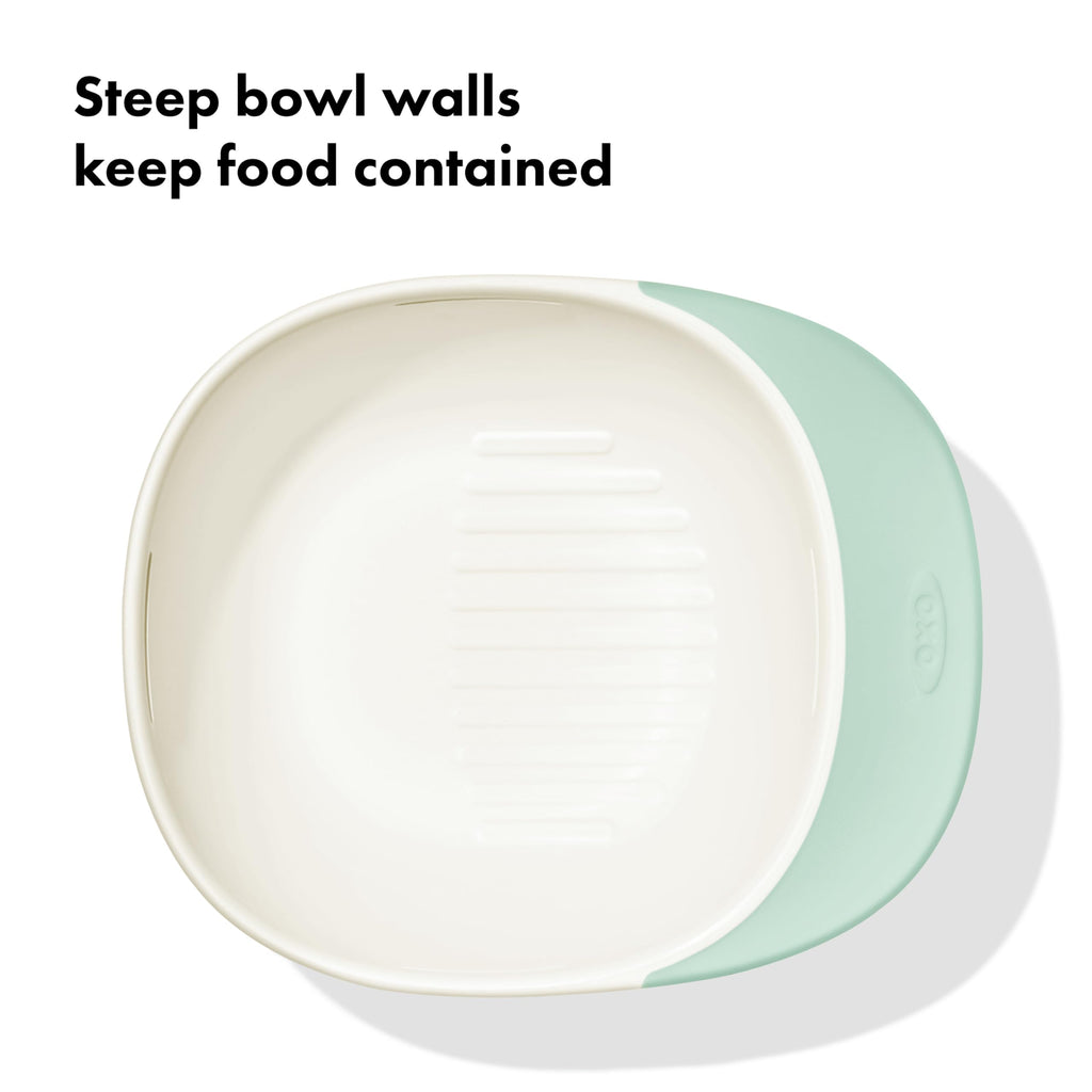 OXO Tot - Food Masher - Easy to Use - Fruit, Veggies and More - Portable Set - Compact Bowl & Lid - Textured Ridges for Smooth Mashing - Opal - 61168900