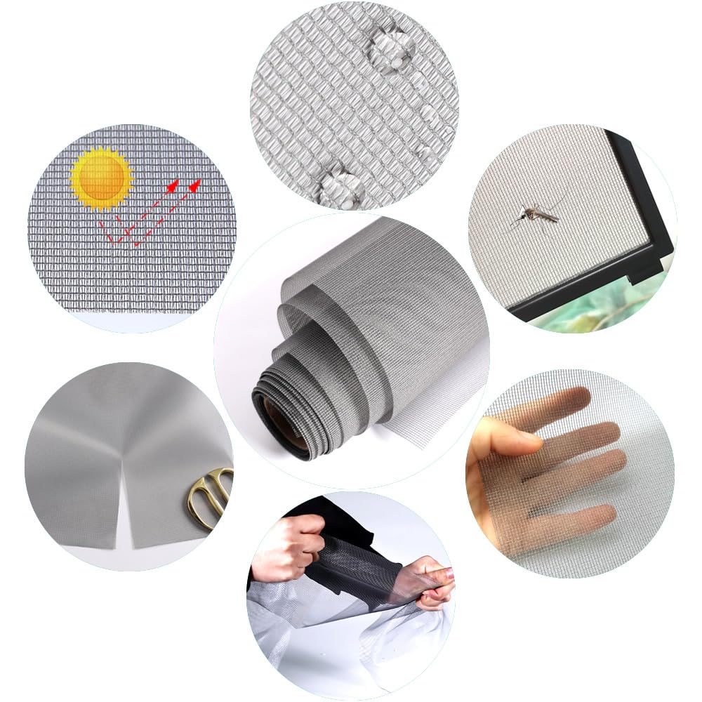 High Density dustproof and Pollen Proof net Screen mesh Used to Replace Screen Windows and Doors (Grey:116"X61"(295X155cm))