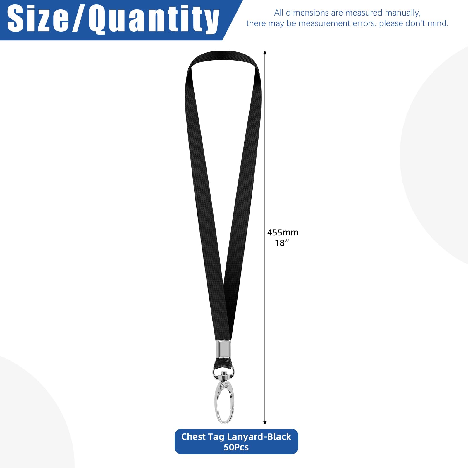 Glarks 50Pcs Lanyards Bulk Black Lanyard Flat Nylon Clip Swivel Hooks ID Badges Lanyard with Clip for Office ID Badges Key Chains