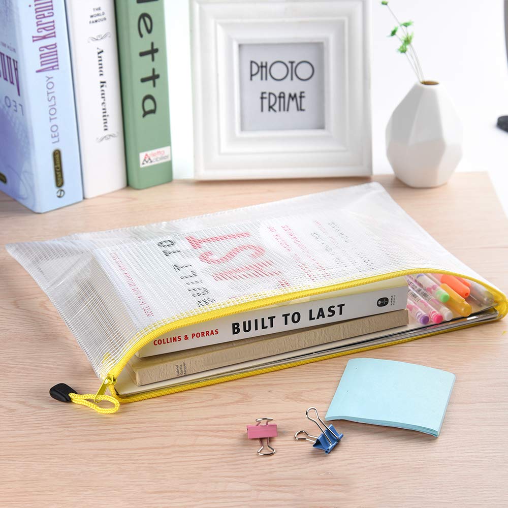 TUPARKA 21 Pcs A5 Zipper Wallet Bags Plastic Mesh Document Wallets for Cosmetics Office Supplies Accessories Mixed Colors