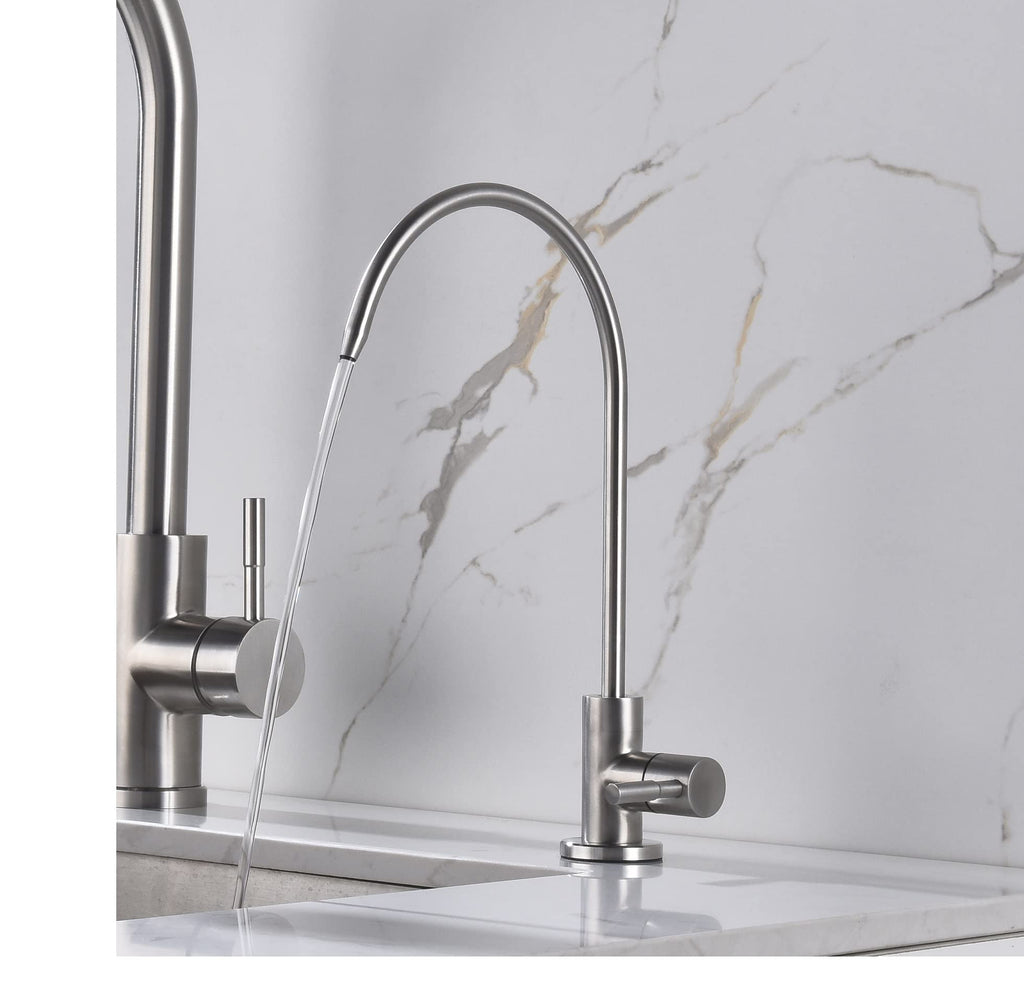 Apaix Drinking Water Faucet Brushed Stainless Steel, Kitchen Water Purifier Faucet Brushed Nickel for Non-Air Gap Reverse Osmosis Water Filtration System