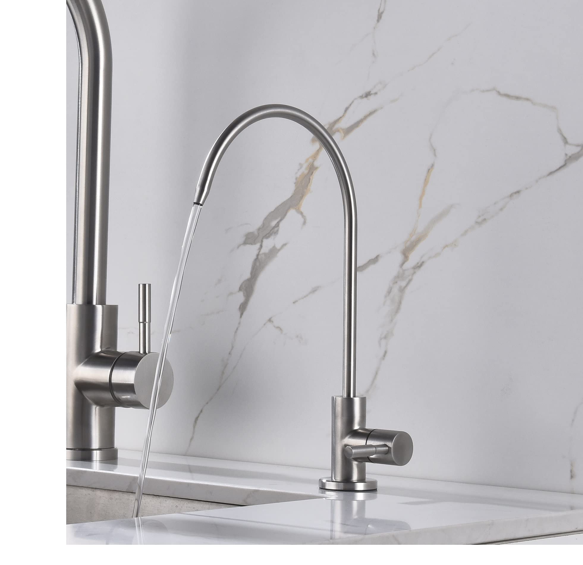 Apaix Drinking Water Faucet Brushed Stainless Steel, Kitchen Water Purifier Faucet Brushed Nickel for Non-Air Gap Reverse Osmosis Water Filtration System