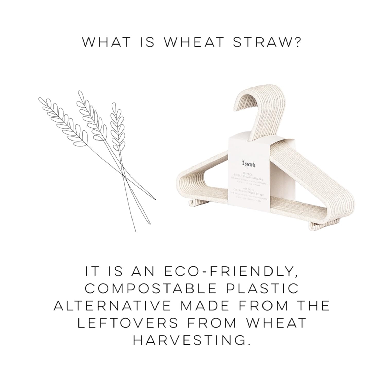 3 Sprouts Wheat Straw Plastic Hangers - 30-Pack Eco-Conscious Baby Hangers & Child Clothes Hanger, Coats - Ideal for Small Girls, Boys, Children, Toddlers, Kids Hangers for Closet - Speckled Cream
