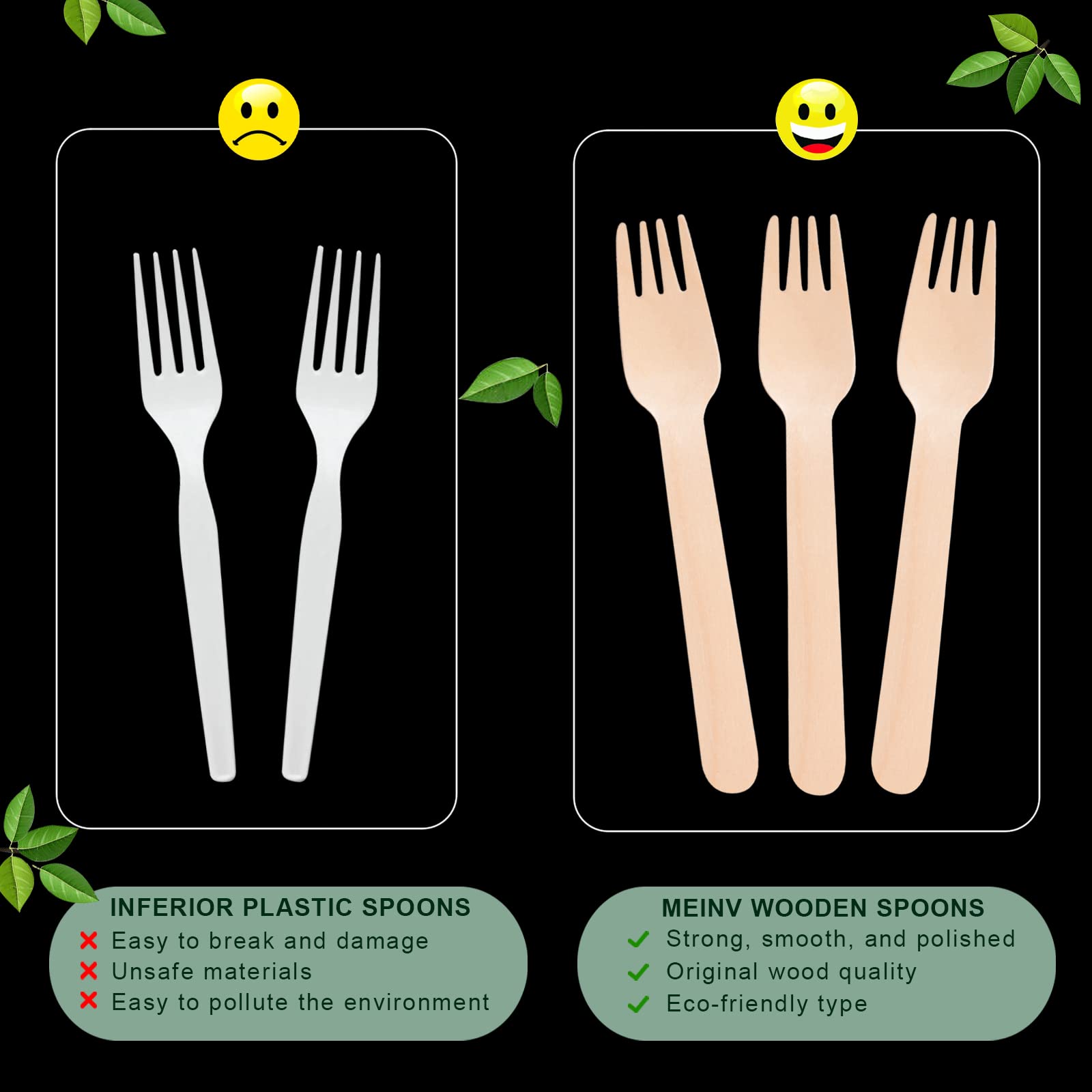 Disposable Wooden Forks for Eating - 300Pcs Natural Wooden Forks Disposable, Biodegradable and Compostable Wooden Cutlery for Dining, Ice Cream Dessert Forks