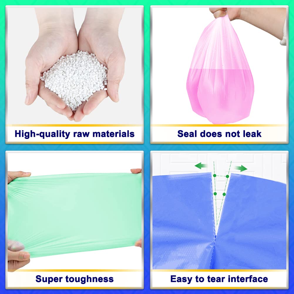 1.5gal Small Trash Bags AOSULI 200 Counts Garbage Bags Colourful Bin Liners for Home Office, Lawn,Bathroom,Toilet Wastebasket (Fits 0.8,1.5,1.2 Gal Gallon Bins)
