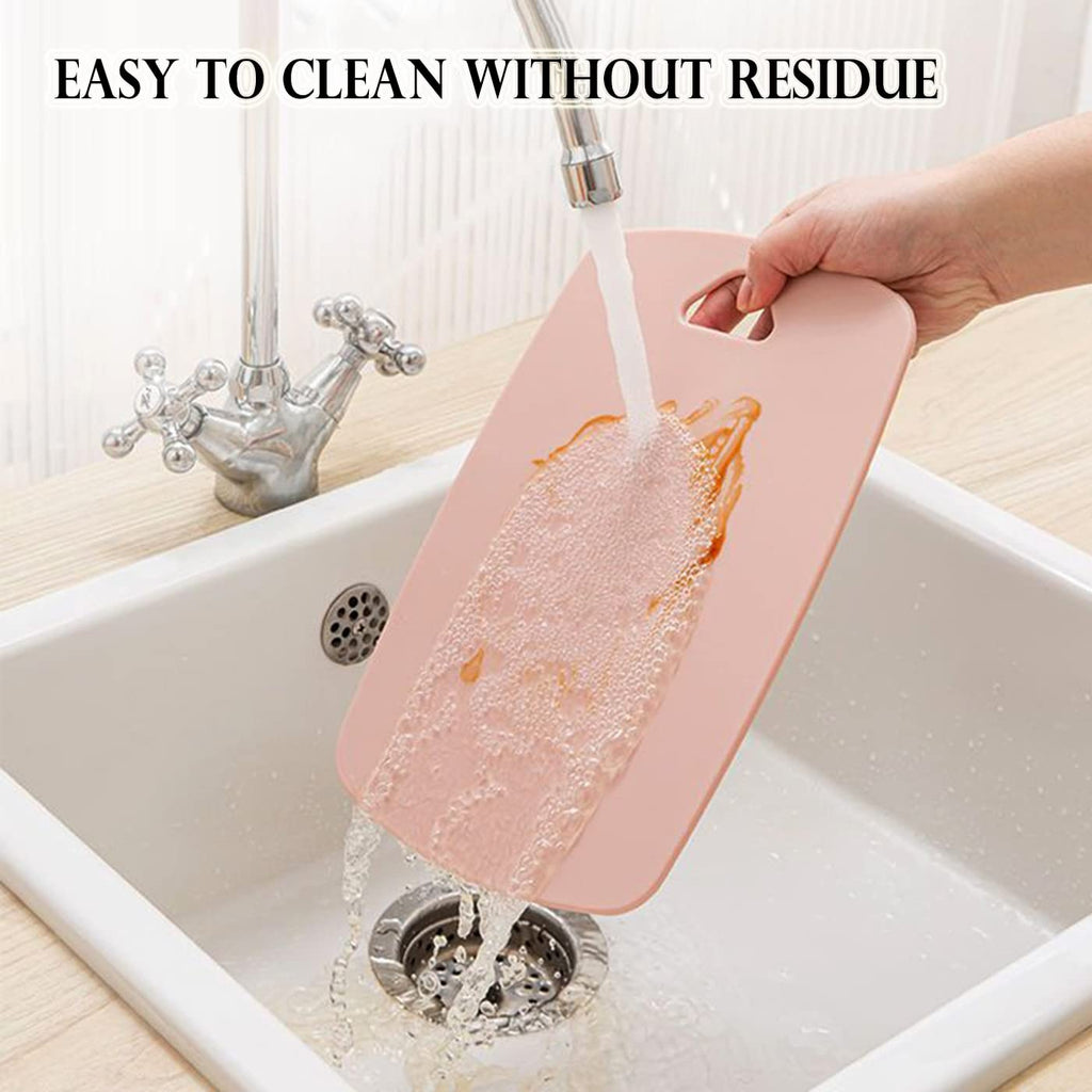 Cutting Boards for Kitchen,Plastic Cutting Board Set of 3, Thick Chopping Boards for Meat, Veggies, Fruits, with Easy Grip Handle,Dishwasher Safe (CBPink-CA)