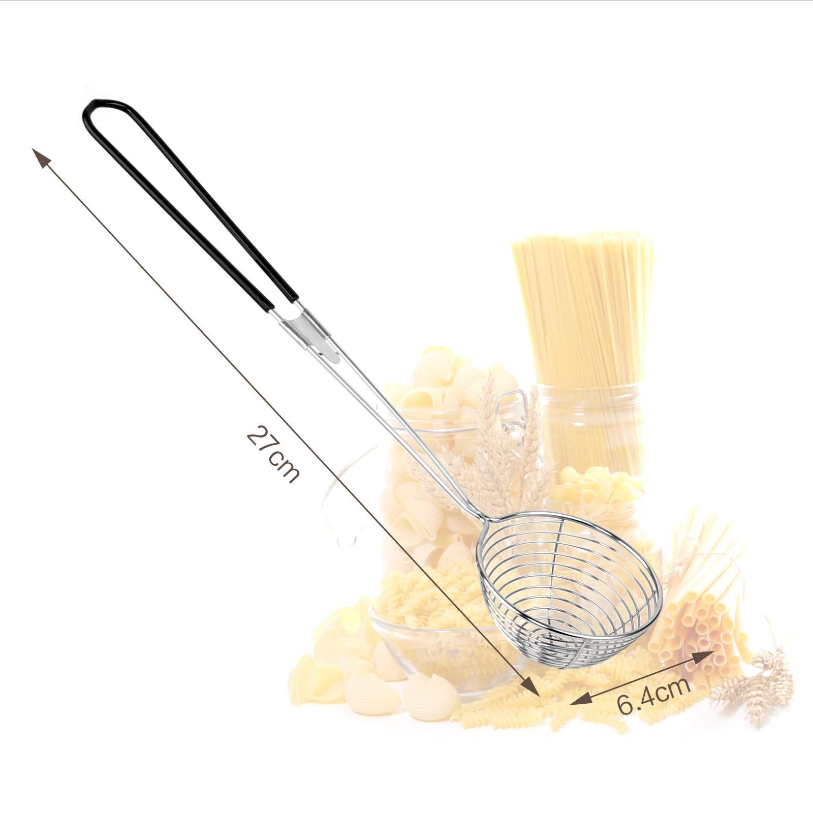 9 Pieces Stainless Steel Spider Strainer Spoon Small Wire Skimmer Colander with Handle for Hot Pot, Tortellini and Meatball