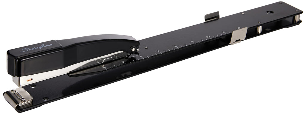 Swingline Long Reach Stapler with Built-in Ruler and Adjustable Locking Paper Guide, Black (7471134121)