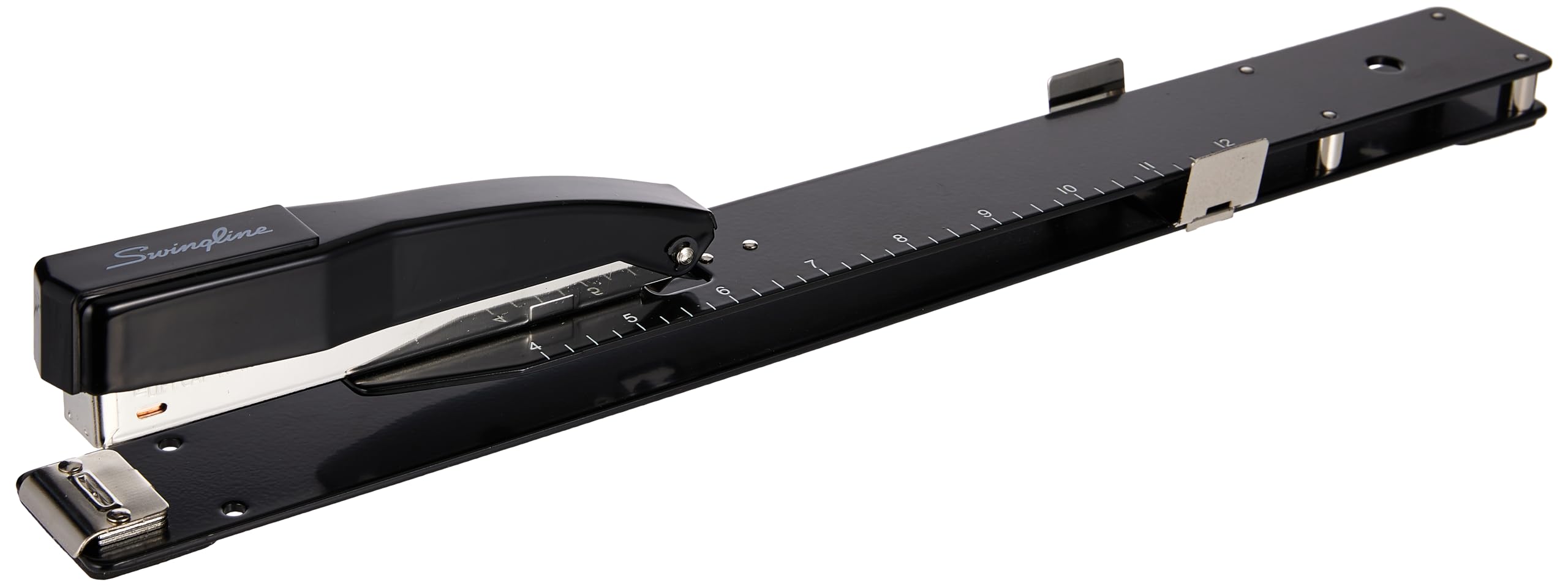 Swingline Long Reach Stapler with Built-in Ruler and Adjustable Locking Paper Guide, Black (7471134121)