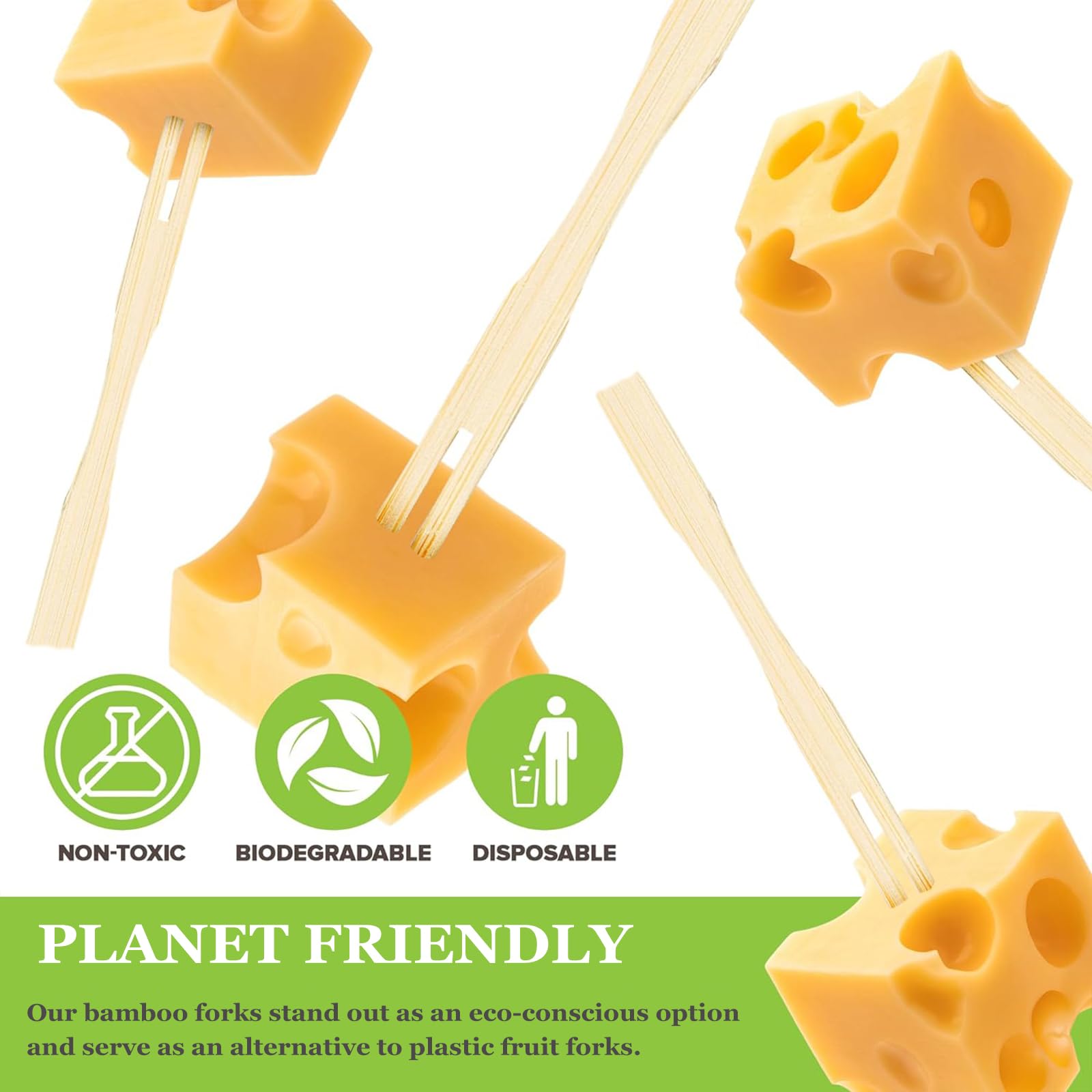 600 Pcs Disposable Bamboo Forks, 3.4 inch Natural Wood Forks Toothpicks for Fruit Appetizer Vegetable Salad, Pizza, Grilled Meat