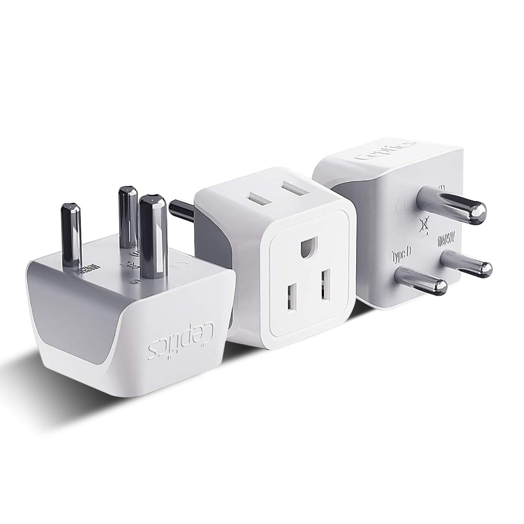Ceptics Canada to India, Pakistan, Nepal Travel Adapter (Type D) - Dual Input - Ultra Compact - Charge your Cell Phone, Laptops, Tablets (CT-10, 3 Pack)