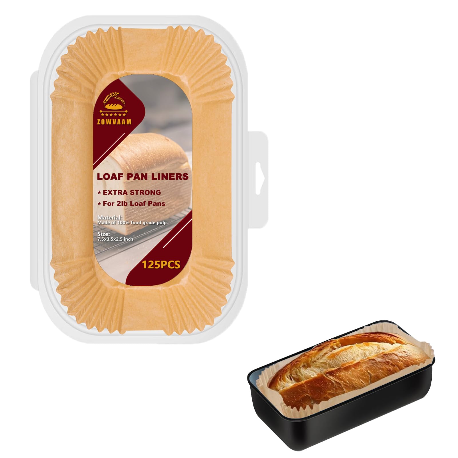 Loaf Pan Liners, 125PCS Parchment Paper Loaf Breads Liners for Baking Bread 9x5, Non-Stick Disposable Bread Pan Liner for Baking Cakes, Banana Bread