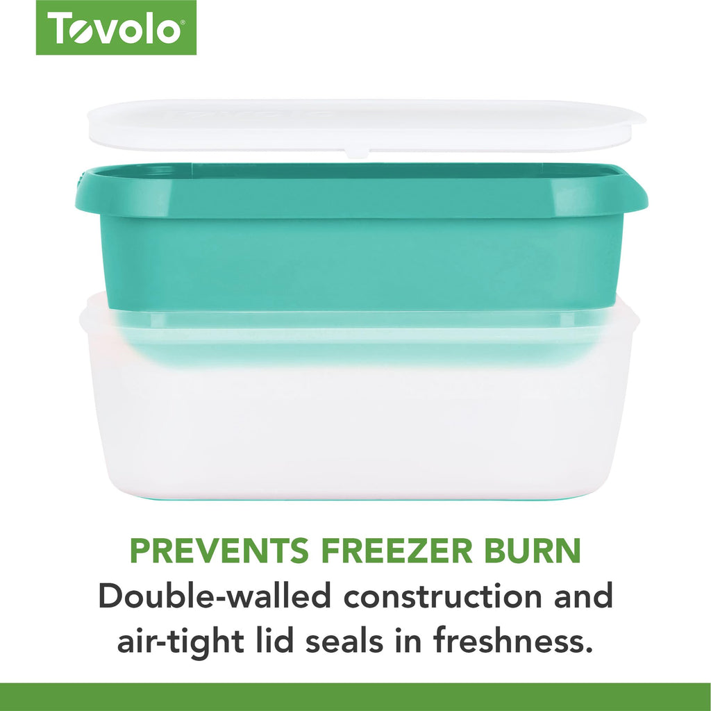 Tovolo Glide-A-Scoop Reusable Ice Cream Tub, Tropical Breeze – Airtight BPA-Free Ice Cream Container for Homemade Ice Cream, Compact Freezer Storage, Dishwasher Safe (1.5 Quart)