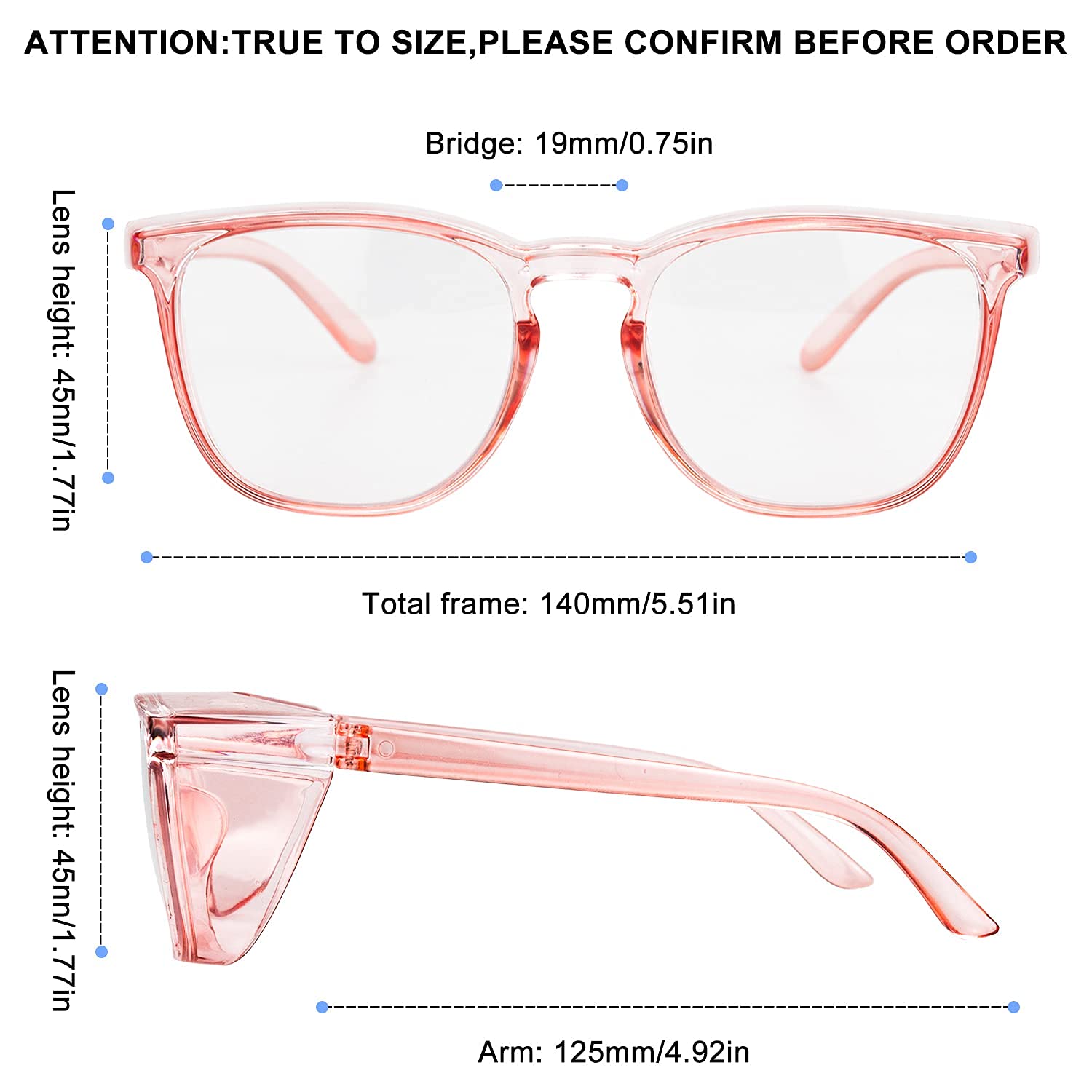 B.ANGEL Safety Glasses Safety Goggles Anti Fog, Blue Light Glasses for Men Women (Pink)