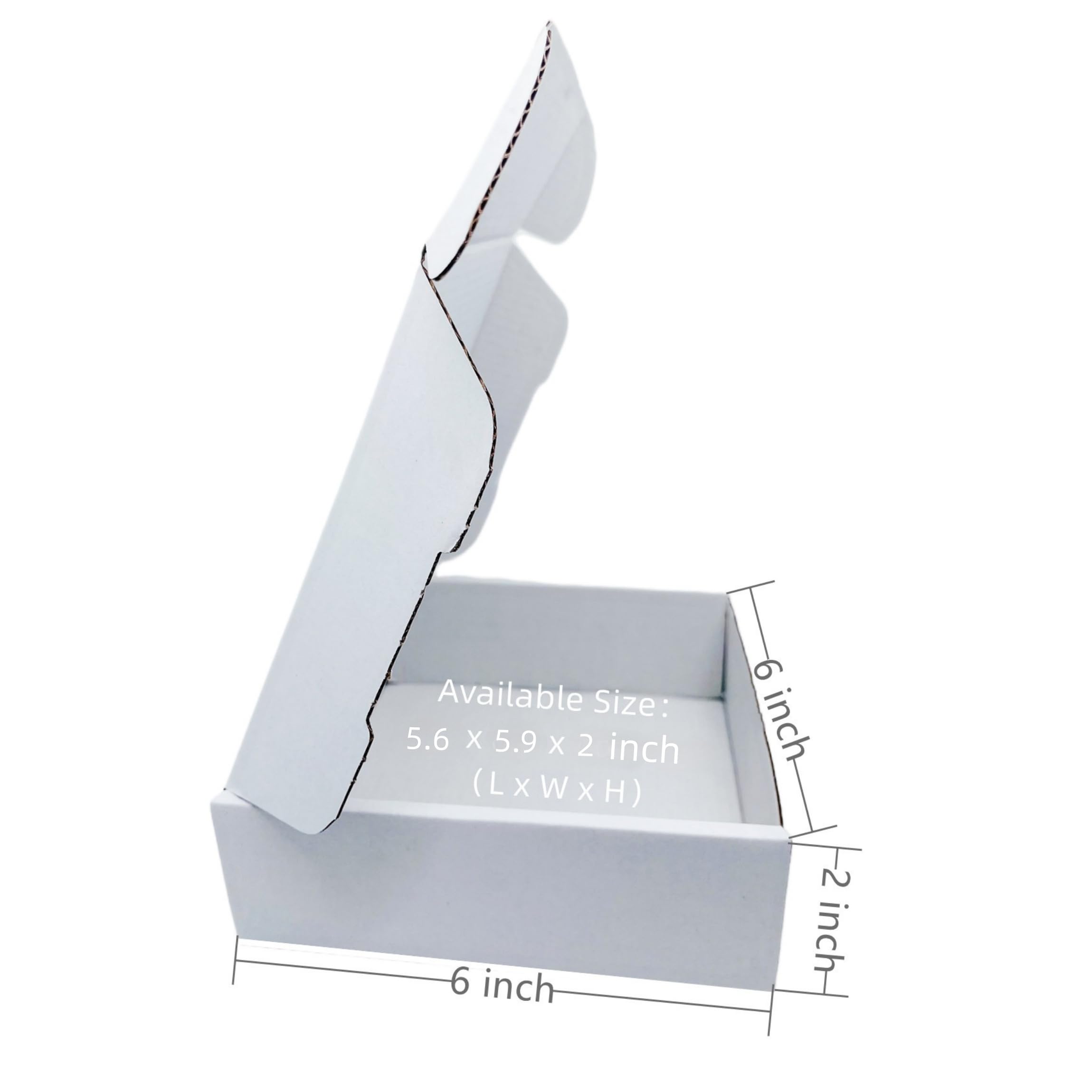 Small White Box 6 x 6 x 2 Inch Recyclable Corrugated Gift Mailers Storage Business Packaging Shipping Boxes 50 Pack