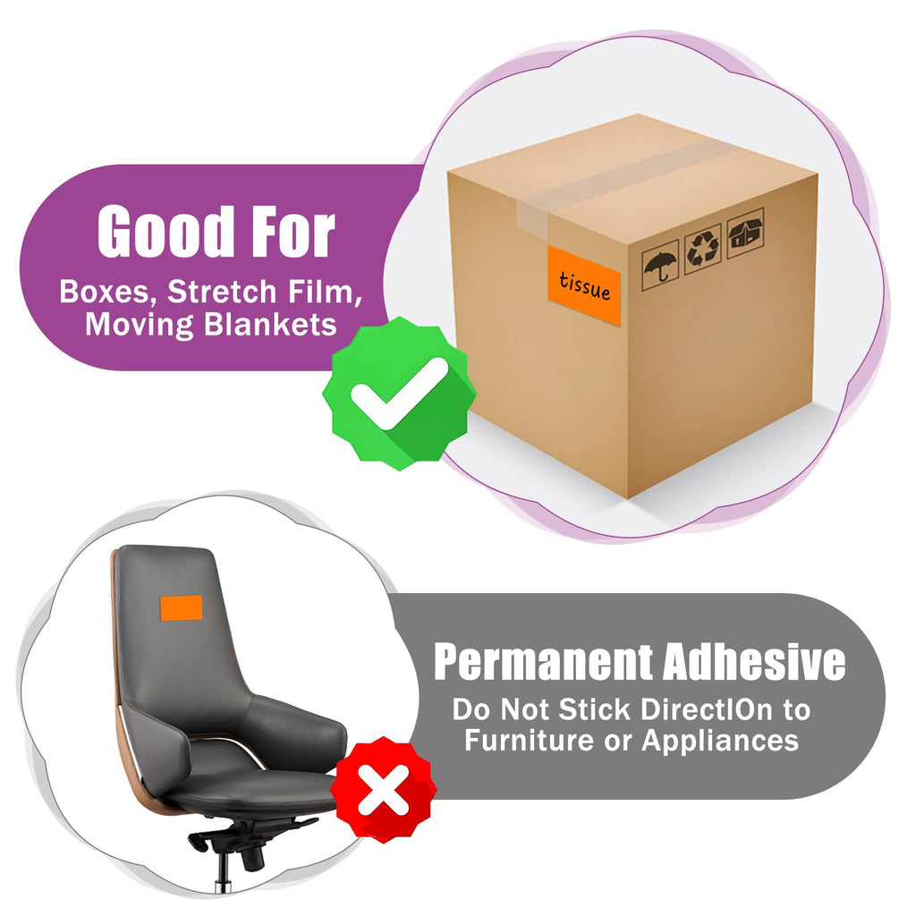720 Pcs Colored Label Stickers,Moving Labels, Name Stickers, 12 Colors, 3" x 2"