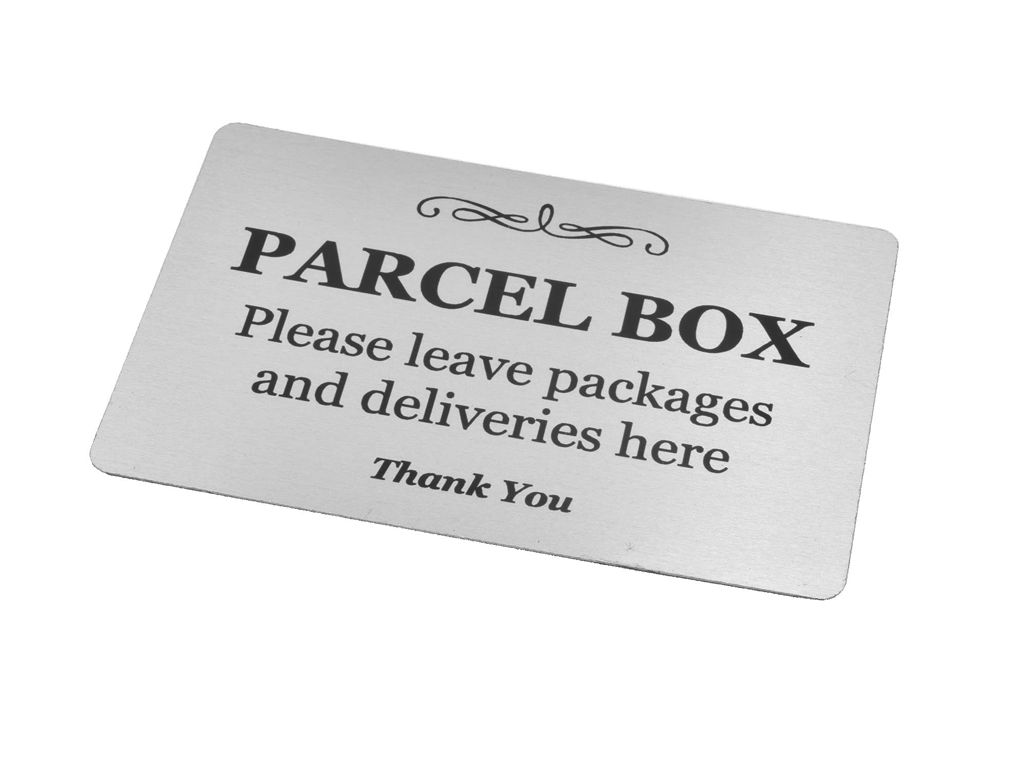 Parcel Box Sign - Metal | Aluminium with Adhesive Backing | Notice for Deliveries, Packages, Post, Mailman | Information Sign | Don't Loose Your Parcel Ever Again