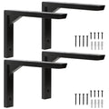 Terafeels 4 Pack Black Shelf Brackets – Stainless Steel L Shaped Wall Shelf Supports with Triangular Reinforcement, Hollow Design, Screws and Wall Plugs Included 6 Inch