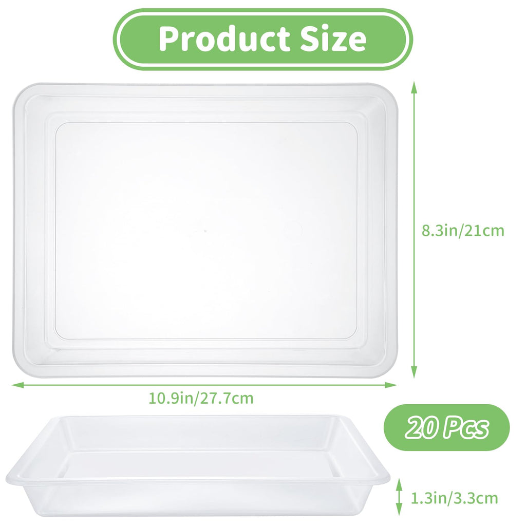 QTLCOHD 20Pcs Plastic Art Trays Clear Activity Crafts Tray Organizer Tray Serving Tray for Home,School,Kids,DIY Projects,Painting and Beads