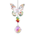 Yimofy Butterfly Crystal Sun Catcher with Grateful Message Sister Christmas Birthday Gifts from Sister Brother, Hanging Crystal Suncatcher Ornament Rainbow Maker for Window Garden Decor