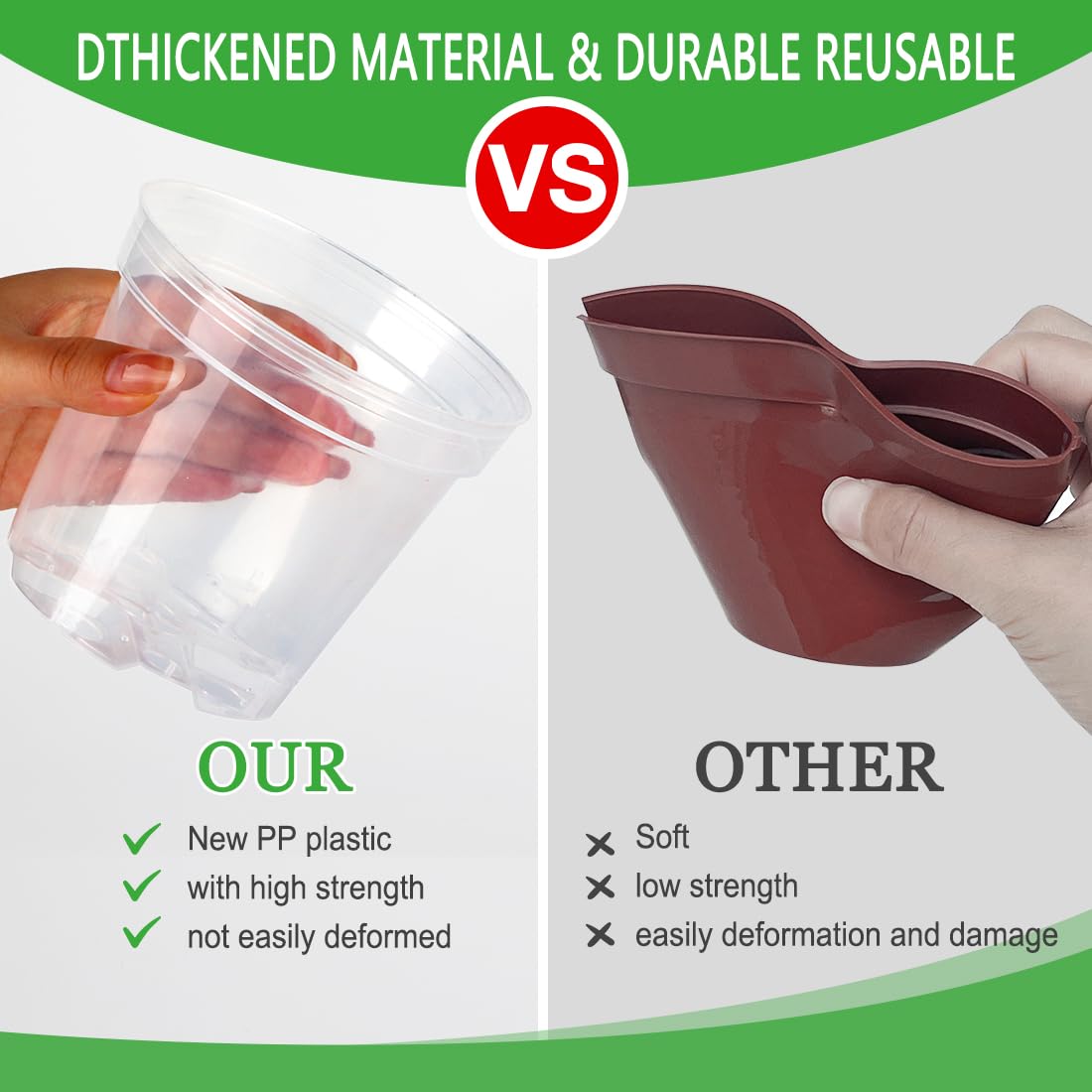 BTPLASTIK Clear Nursery Pots with Drainage Holes (Clear, 4 Inch-30P)
