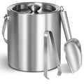 CAOANTRY Ice Bucket with Lid & Tong- Well Made Insulated Stainless Steel Keep Ice Frozen Longer - Ideal for Cocktail Bar, Parties, Chilling Wine, Champagne - 2 Liter (Stainless Steel)