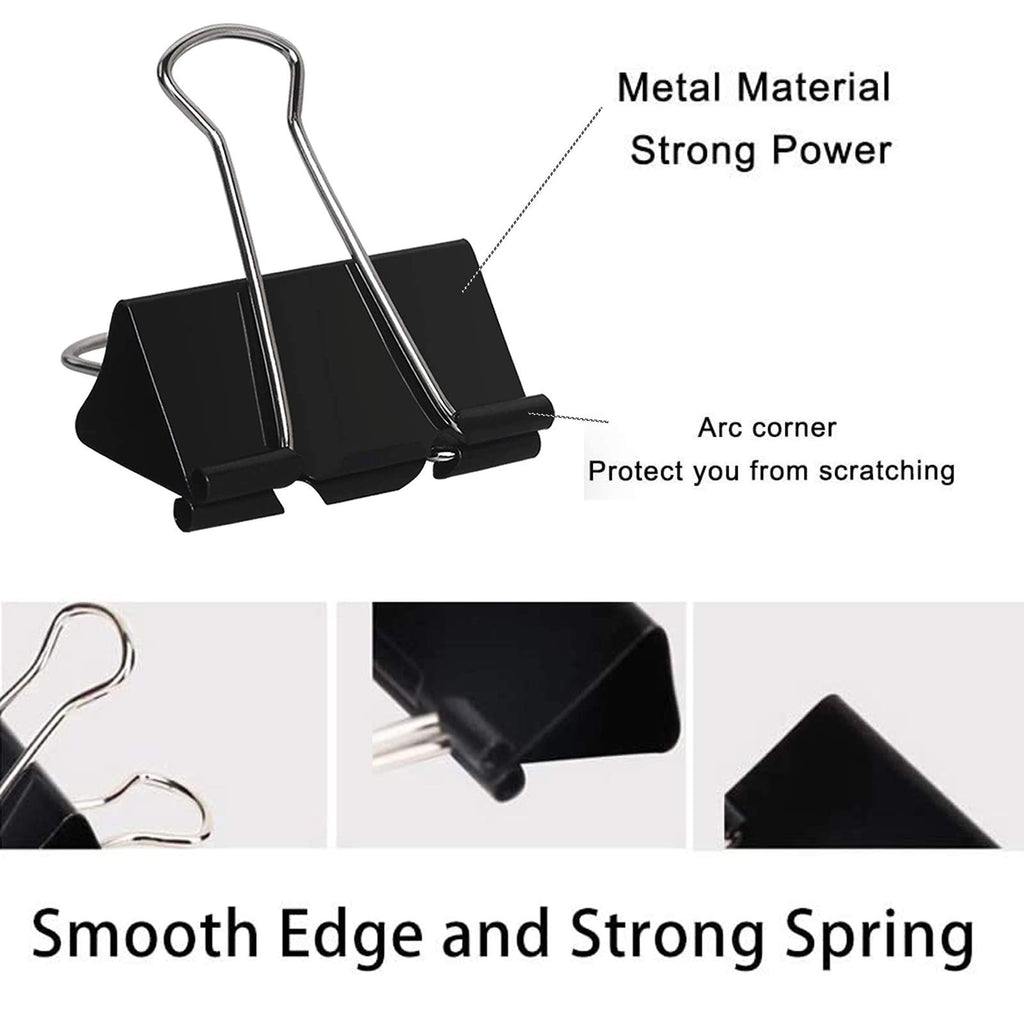 Binder Clips Paper Clamps Assorted Sizes 200 Count (Black), Jumbo, Large, Medium, Small, Mini and Micro,6 Sizes for Office, School and Home