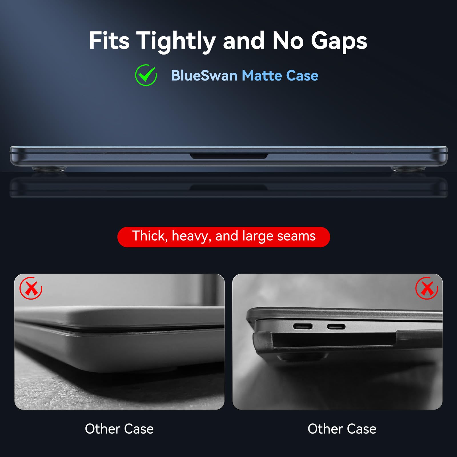 BlueSwan for MacBook Air 13 inch Case, M5 M4 M3 M2 2026-2022 A3449 A3240 A3113 A2681, 100% Match Official Color, Anti Scratch, Easy to Snap on, Air 13.6'' Hard Protective Laptop Cover, Midnight Blue