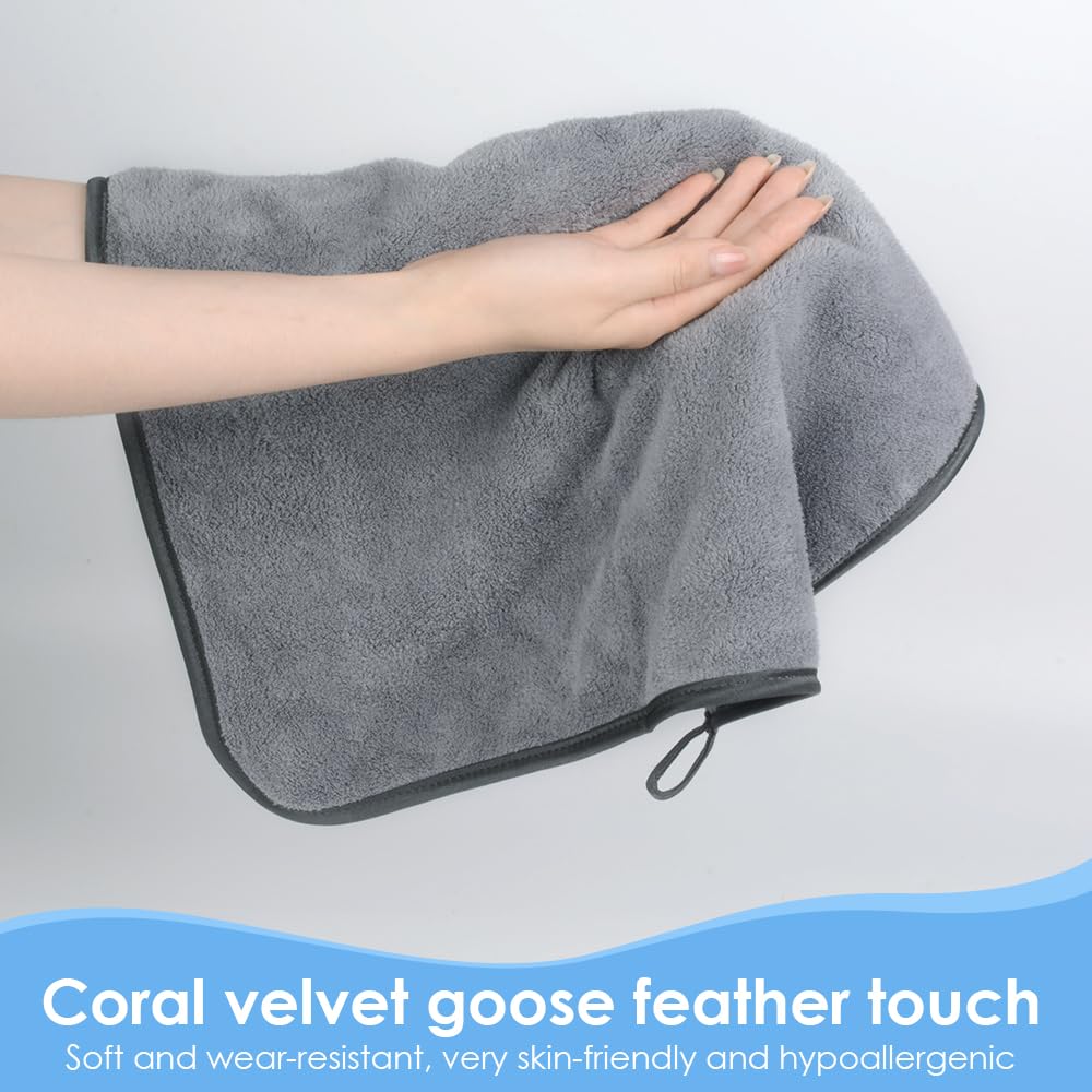 VIVOTE Microfibre Guest Towels, Super Soft and Absorbent Towel, Microfibre Hanging Towel for Kitchen and Bathroom, Dry Hand Towels, 40 x 40 cm, Guest Towel, Kitchen Towels, Pack of 2, Grey