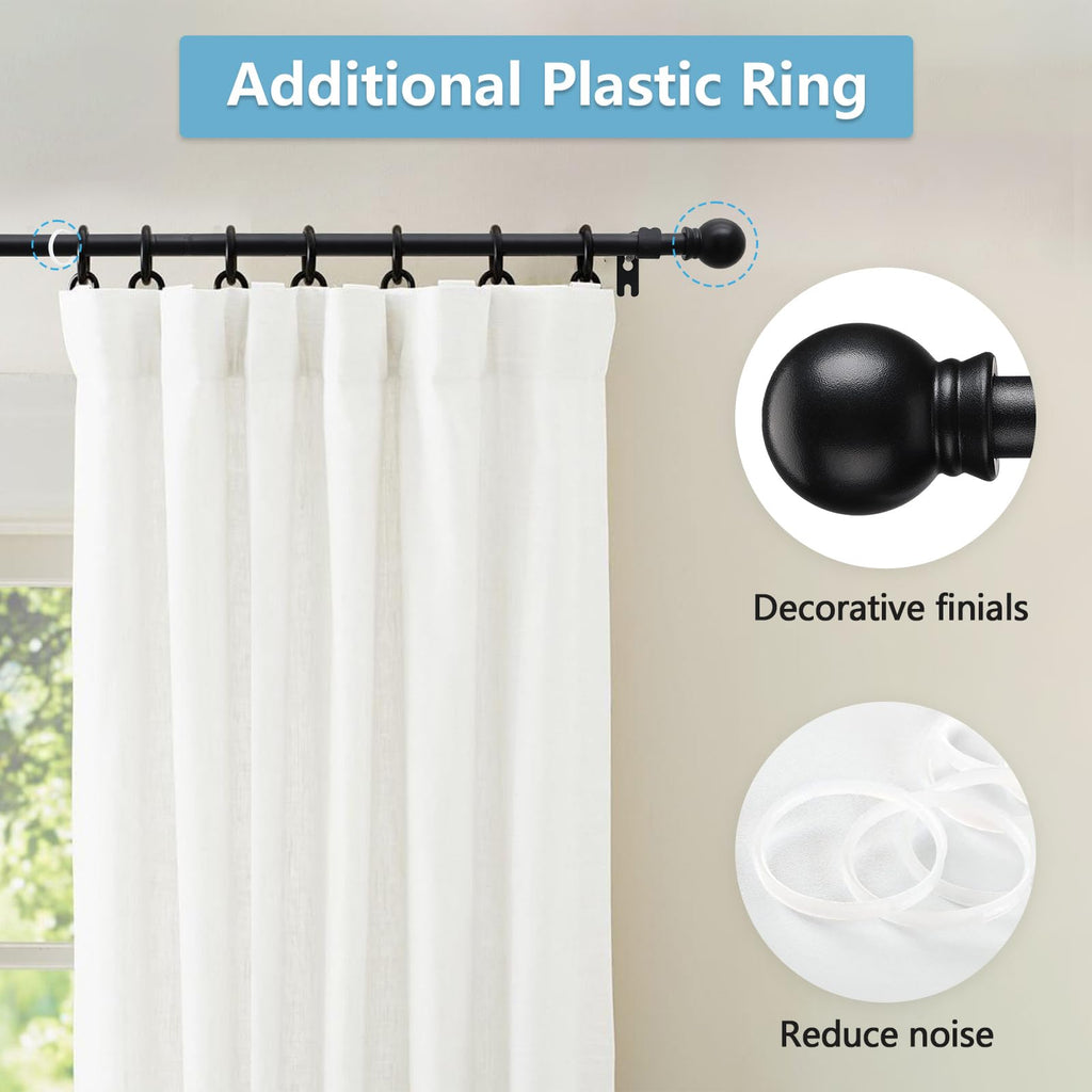 2 Pack Curtain Rods for Windows 28 to 48 Inch, 5/8 Inch Small Matte Black Curtain Rod For Bathroom, Living room, Kitchen(size：28-52 Inch)